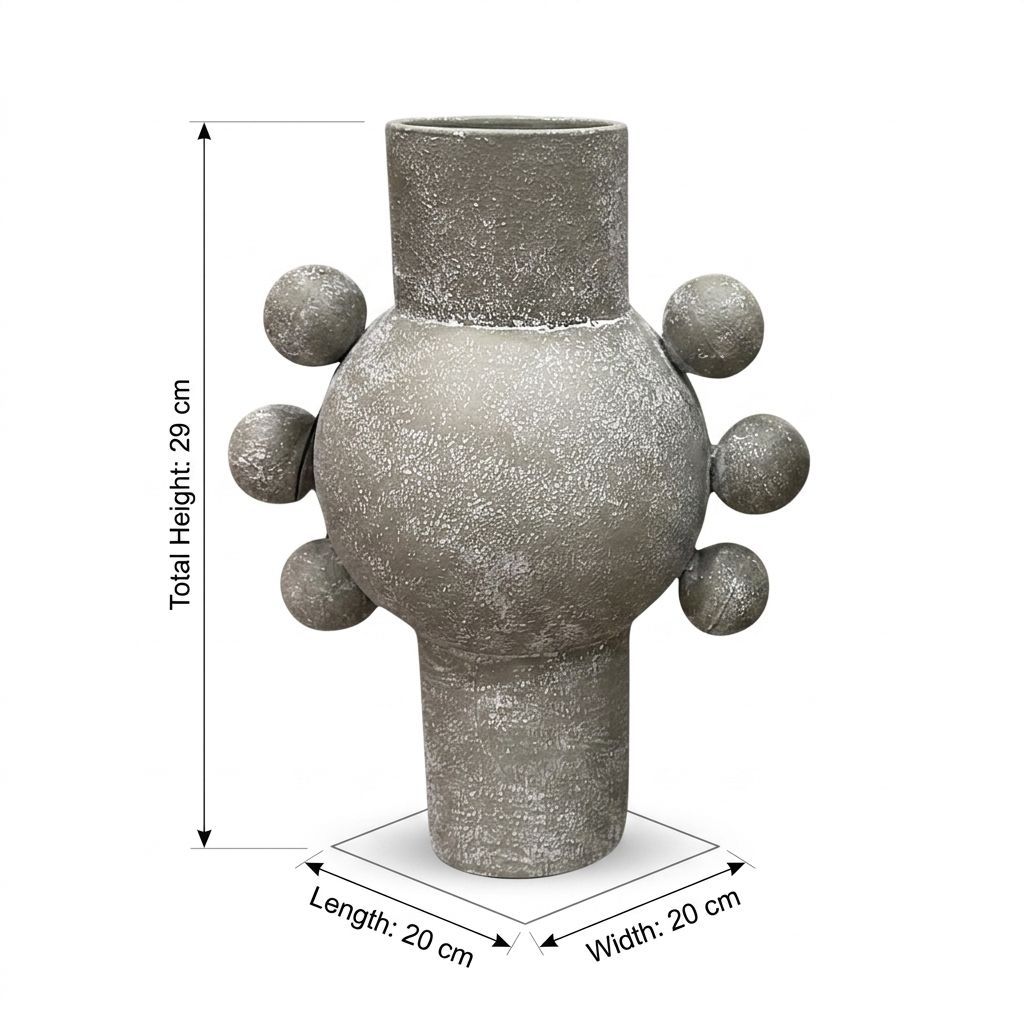Jarrón  gris textura porosa grande en resina - Imagen 3