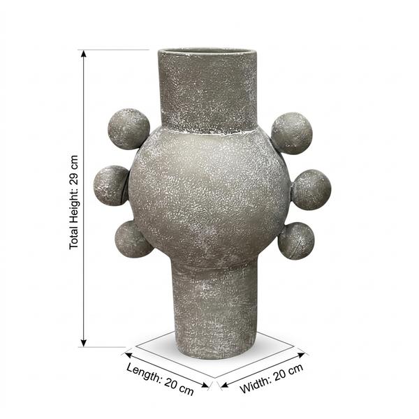 Jarrón  gris textura porosa grande en resina - Imagen 3