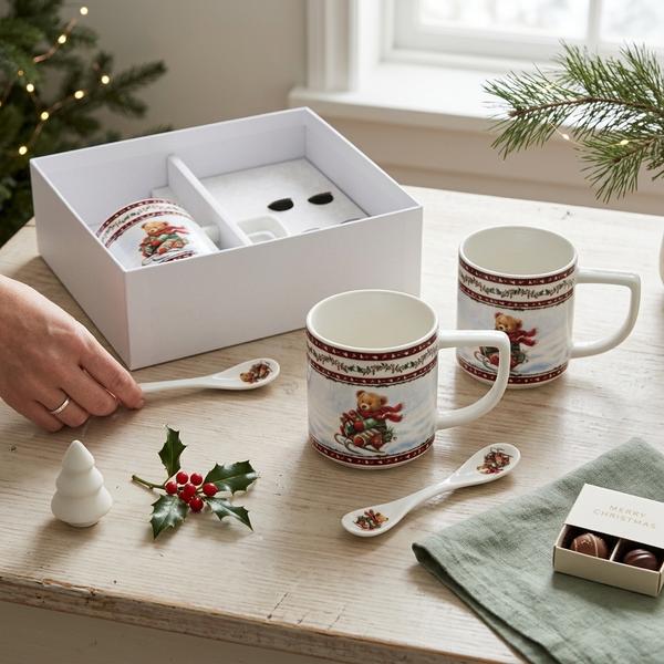 Set Navideño Tazas y Cucharas Osito Invernal