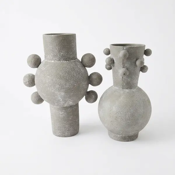 Jarrón gris textura porosa pequeño en ceramica - Vista secundaria