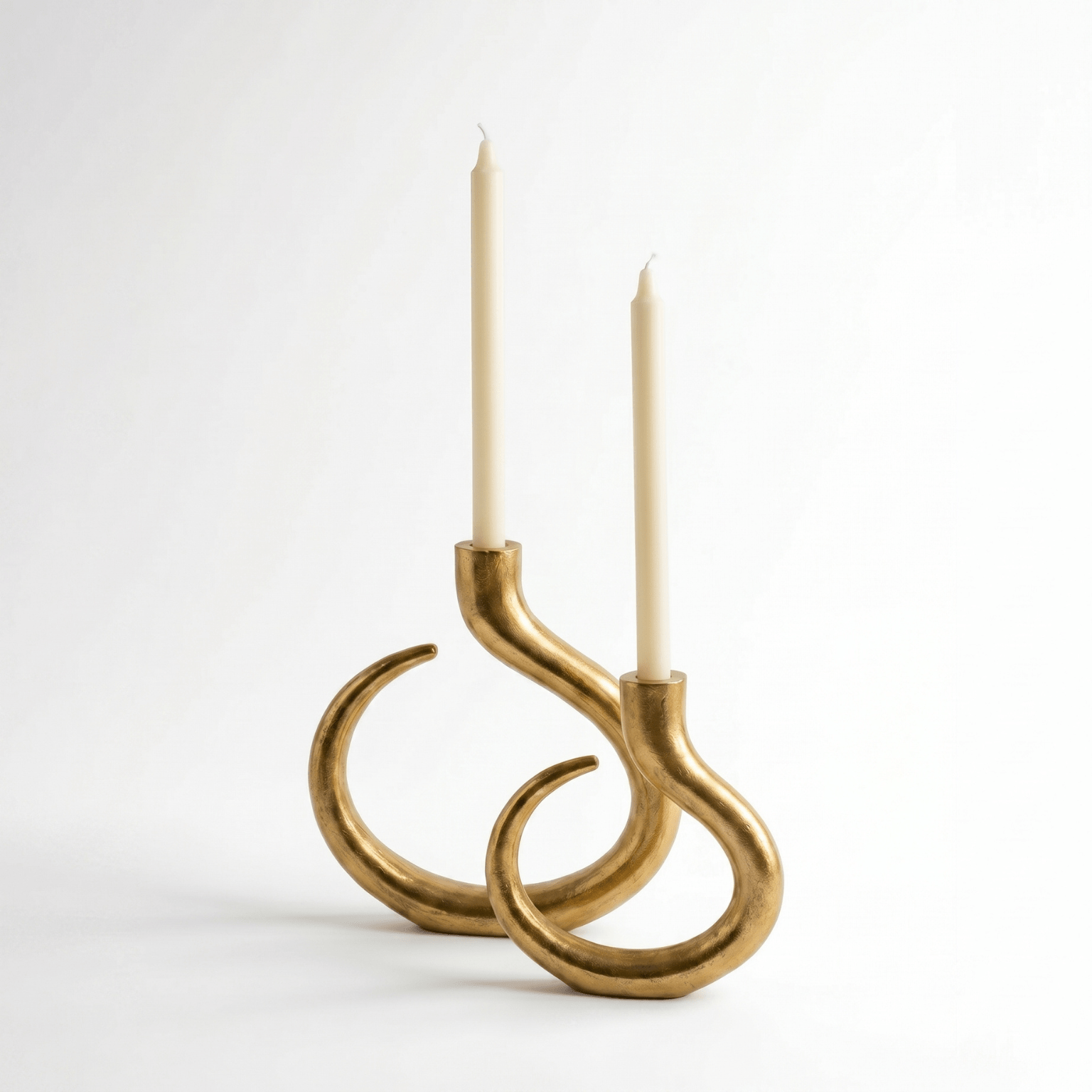 Set x2 de Candelabros en acero dorado