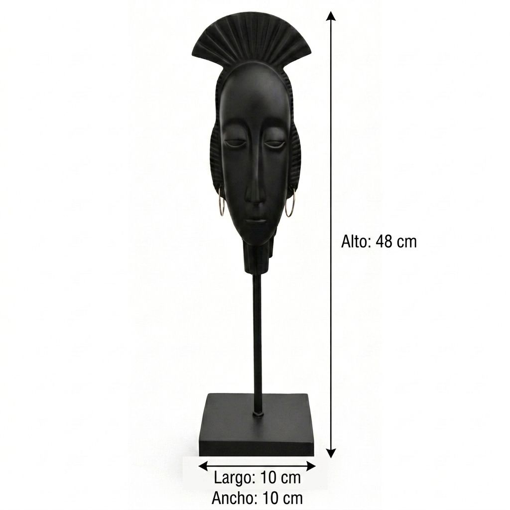 Escultura Rostro Étnico Negro Grande - Imagen 2