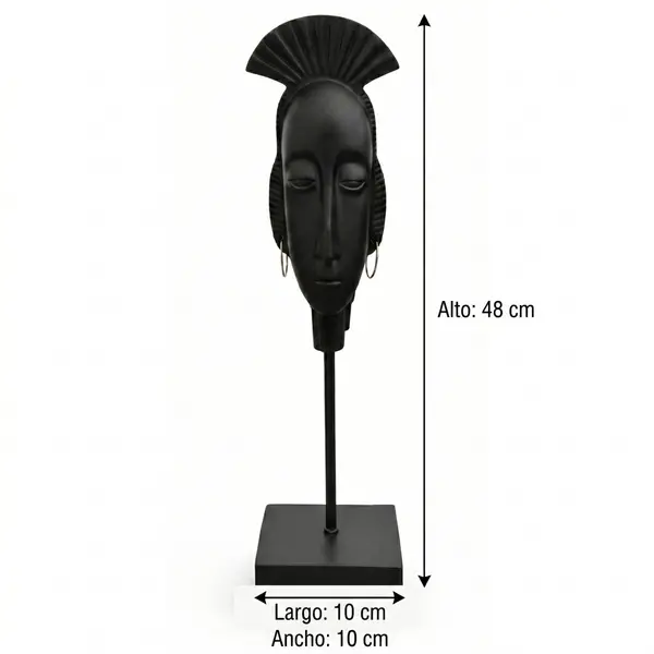 Escultura Rostro Étnico Negro Grande - Vista secundaria