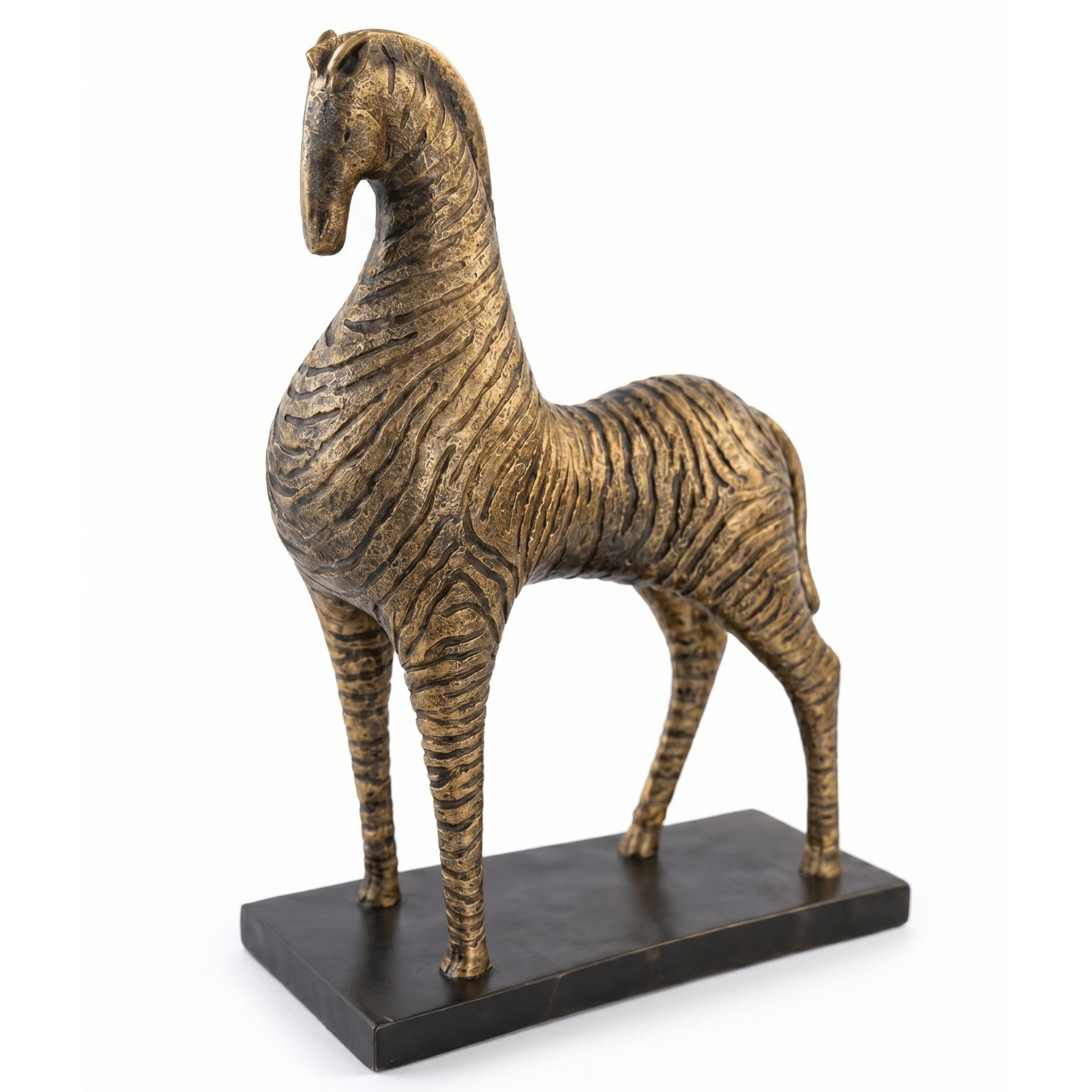 Caballo Decorativo Negro - Dorado Grande en Resina - Imagen 4