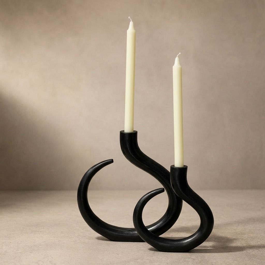 Set x2 de Candelabros en acero negro - Imagen 1