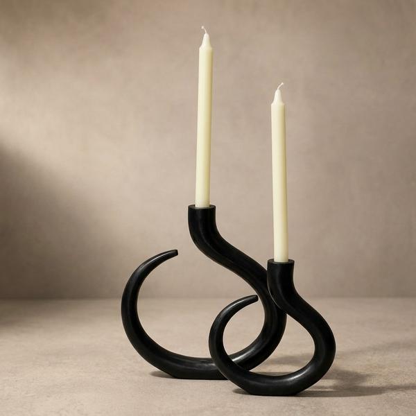 Set x2 de Candelabros en acero negro - Imagen 1