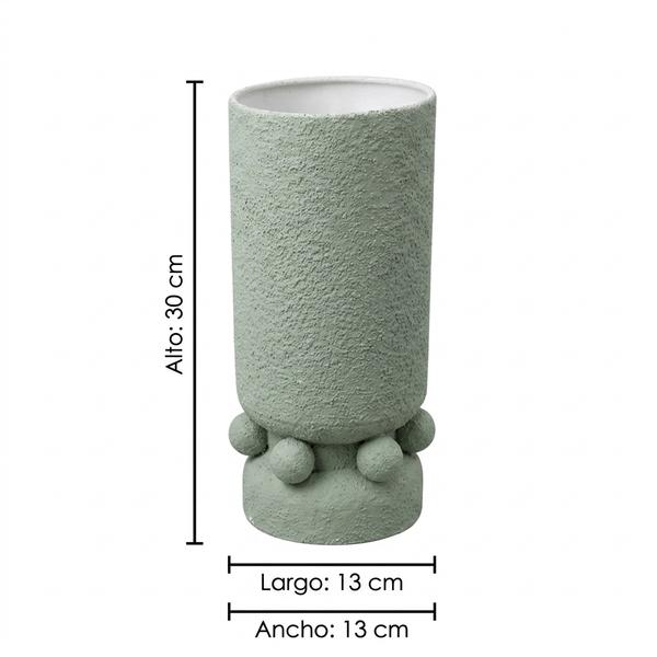 Jarrón grande en ceramica color verde textura porosa - Imagen 2