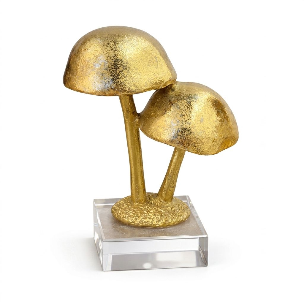 Escultura Decorativa Fungi Dorado - Imagen 4