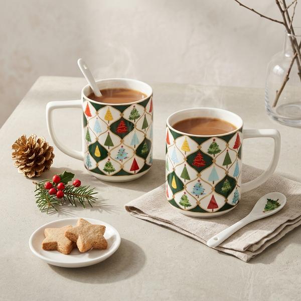 Set Navideño de Tazas Árboles Festivos