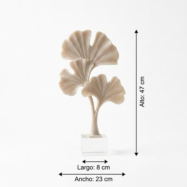 Escultura Hojas Ginkgo Marfil - Imagen 2