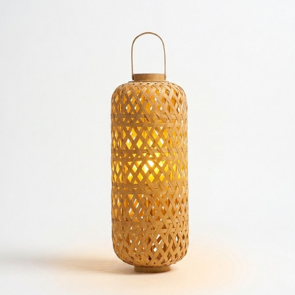Farol de Bambu Entretegido con Cilindro Mediano - Imagen 3