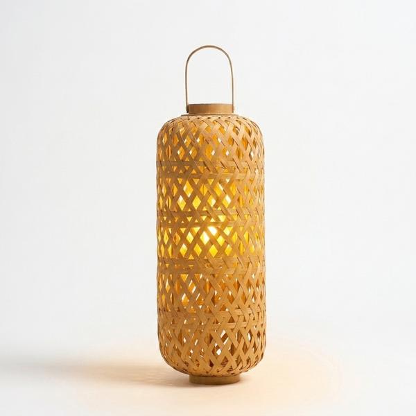Farol de Bambu Entretegido con Cilindro Mediano - Imagen 3