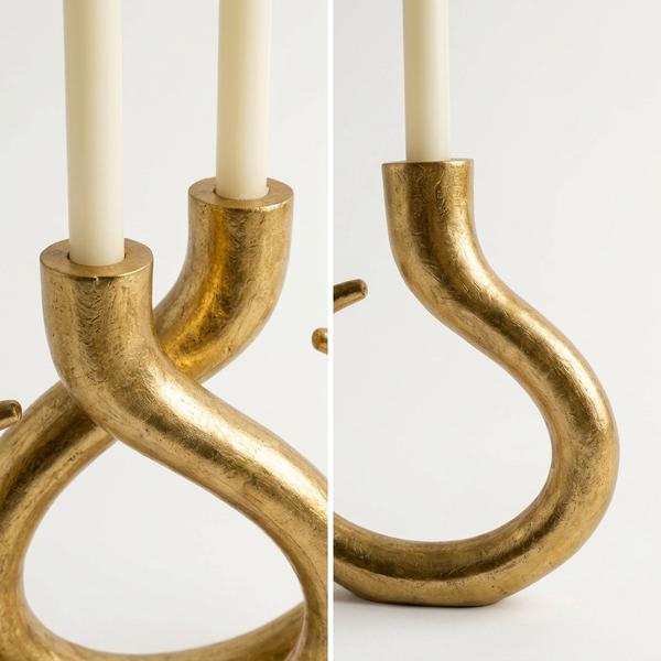 Set x2 de Candelabros en acero dorado - Imagen 3