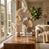 Escultura Hojas Ginkgo Marfil - vista 1