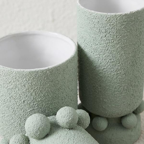 Jarrón grande en ceramica color verde textura porosa - Imagen 3