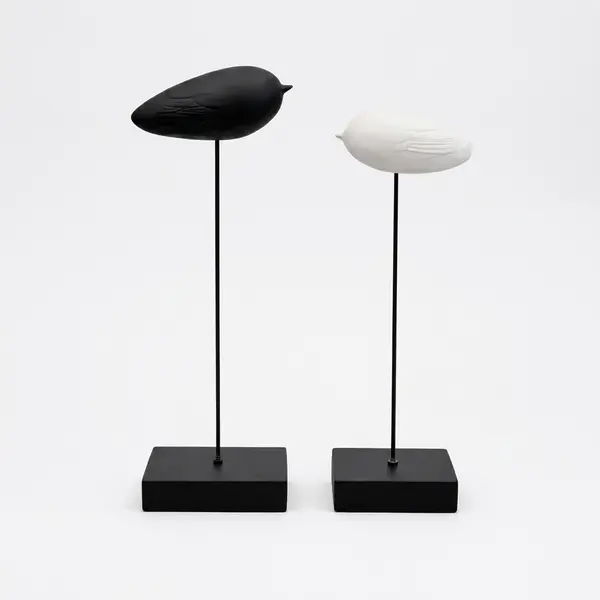 Set Esculturas Ave Minimalista Blanco & Negro - Vista secundaria