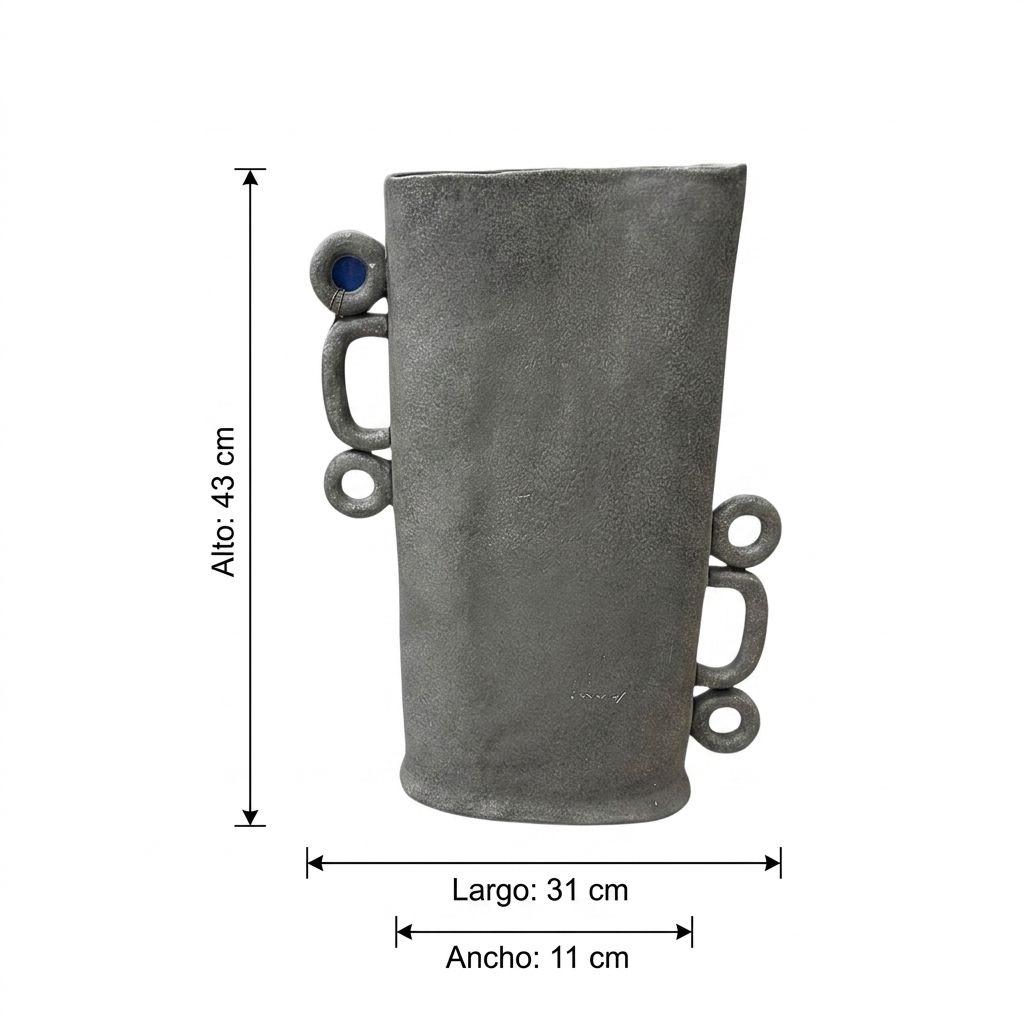 Jarrón grande gris raton en acrílico tallado con errajes - Imagen 6