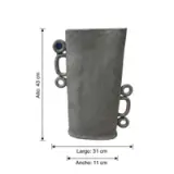 Jarrón grande gris raton en ceramica tallado con errajes - vista 5