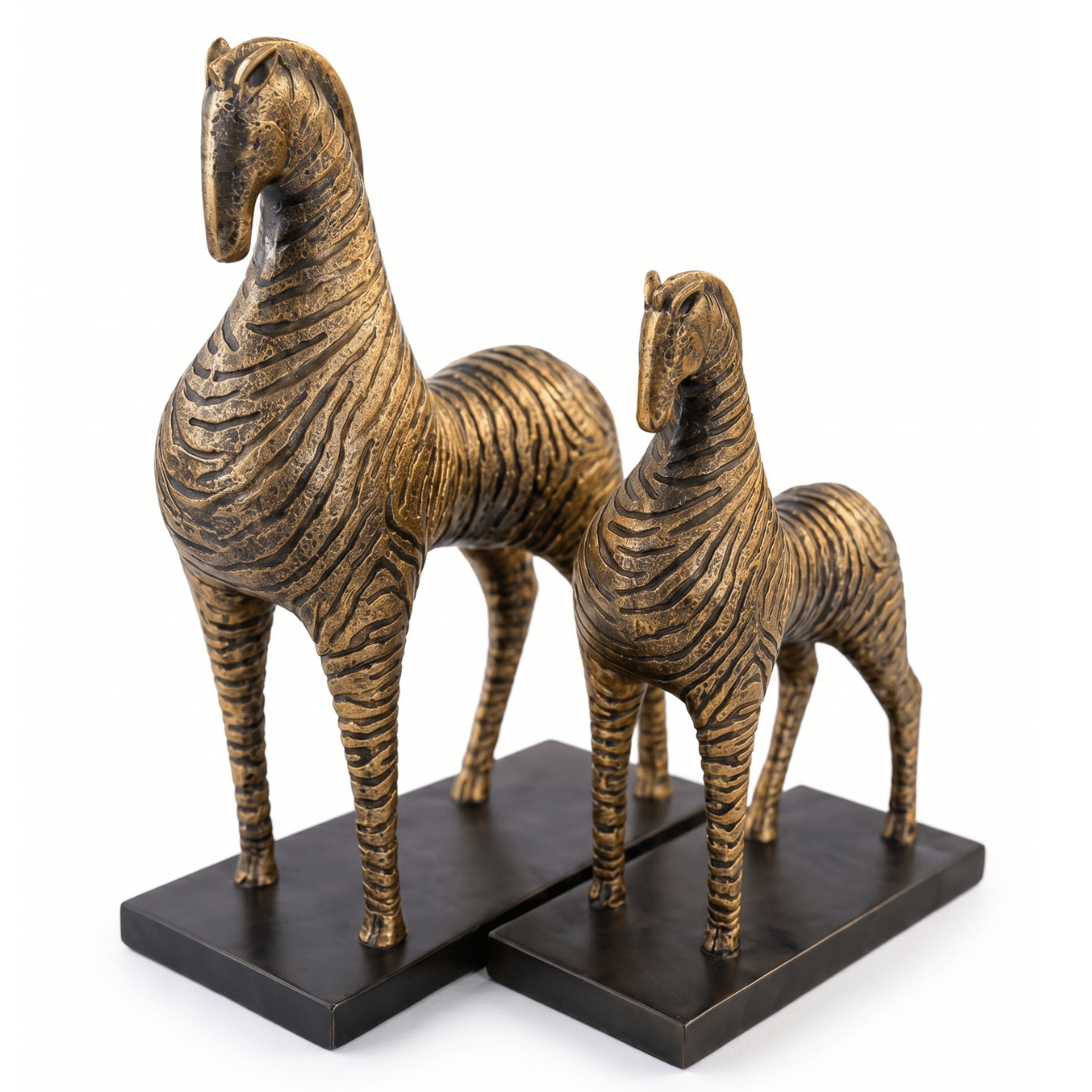 Caballo Decorativo Negro - Dorado  Grande en Resina