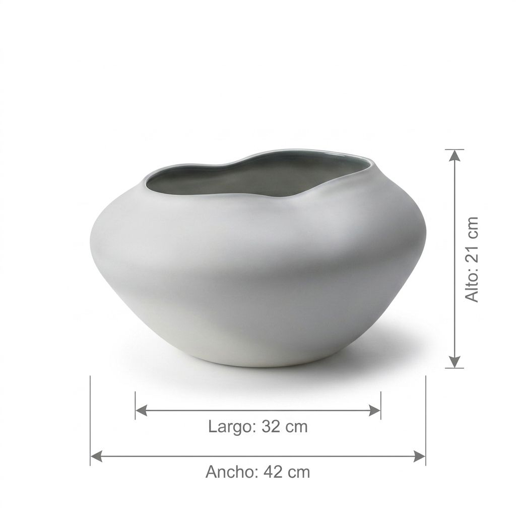 Jarrón en cerámica tailandesa con tallado tono blanco - Imagen 2