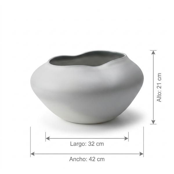 Jarrón en cerámica tailandesa con tallado tono blanco - Imagen 2