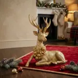 Ciervo Escultórico Dorado Navideño - vista 1
