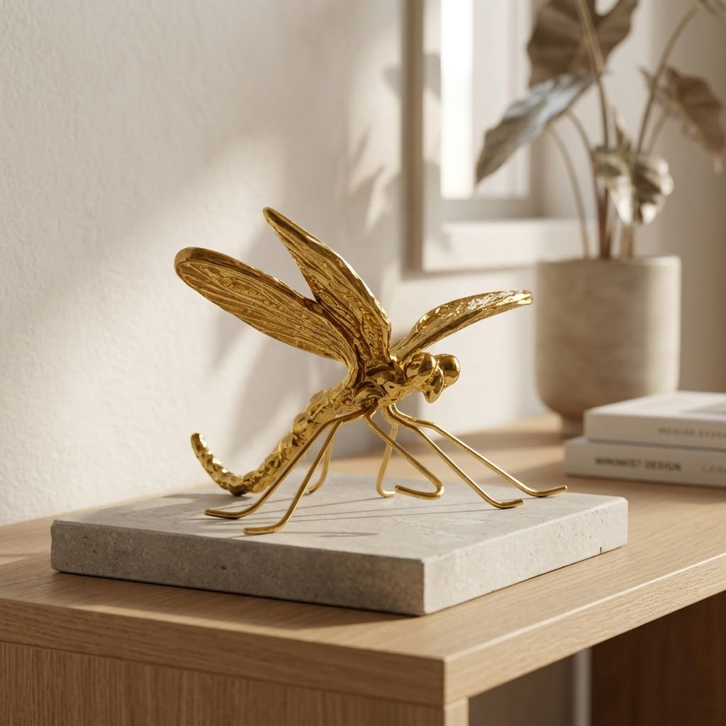 Escultura Libélula Imperial Dorada - Imagen 1