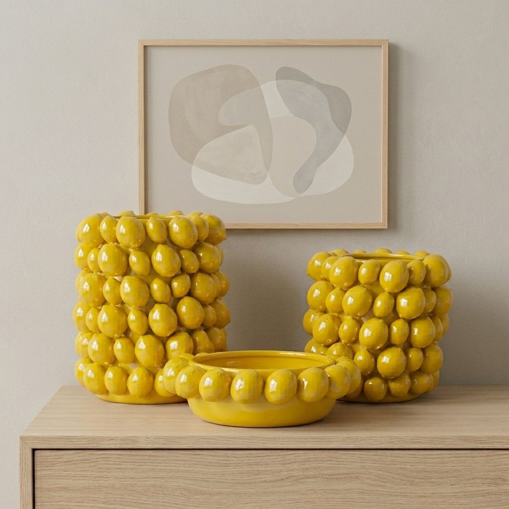 Jarrón Escultórico Maximalista Citrina bajo - Imagen 1