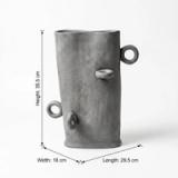 Jarrón pequeño gris raton en ceramica tallado con errajes - vista 3