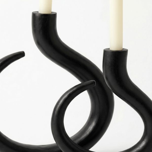 Set x2 de Candelabros en acero negro - Imagen 4