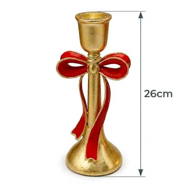 Portavelas Decorativo Lazo Dorado Navideño - Vista secundaria