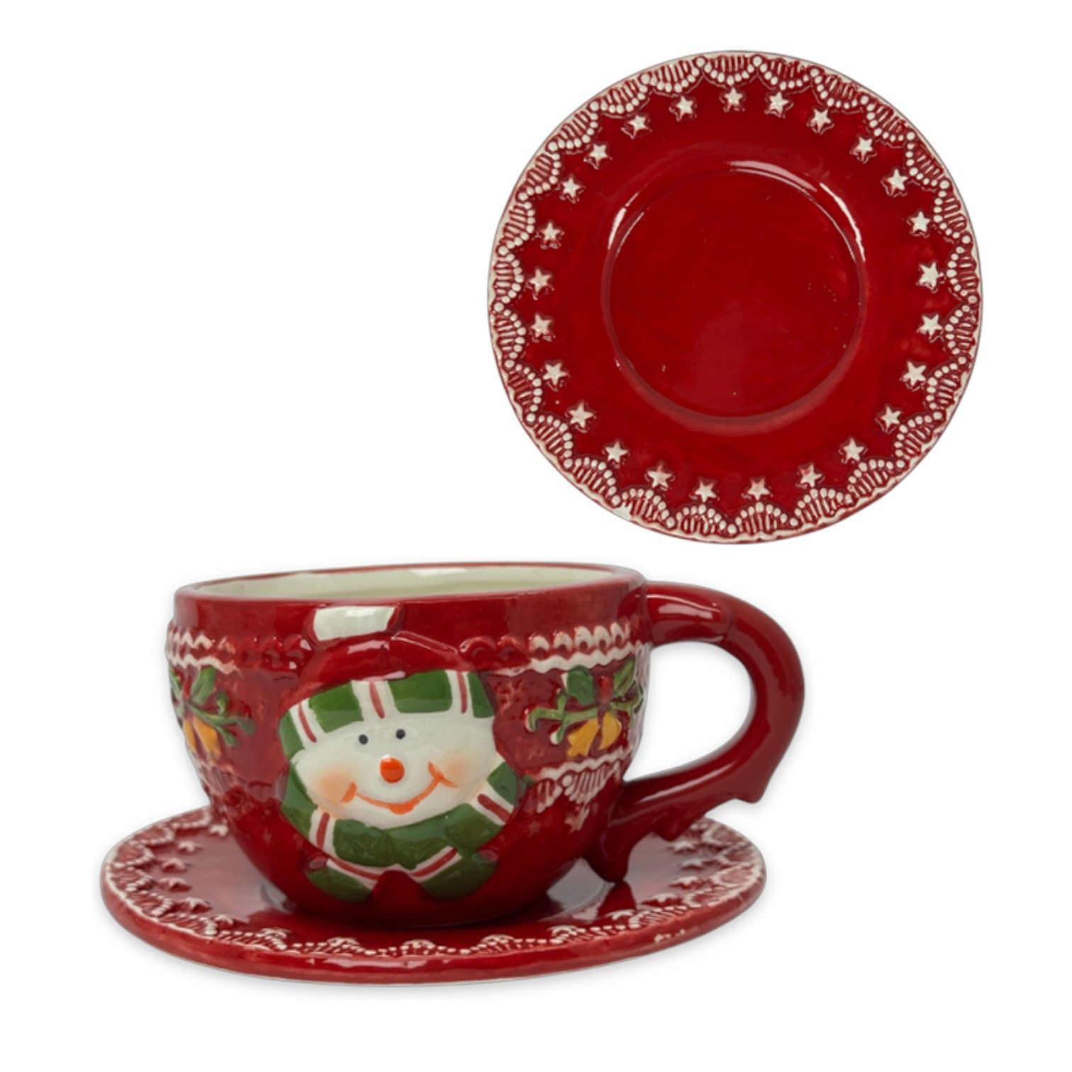Set de Taza y Plato - Muñeco de Nieve