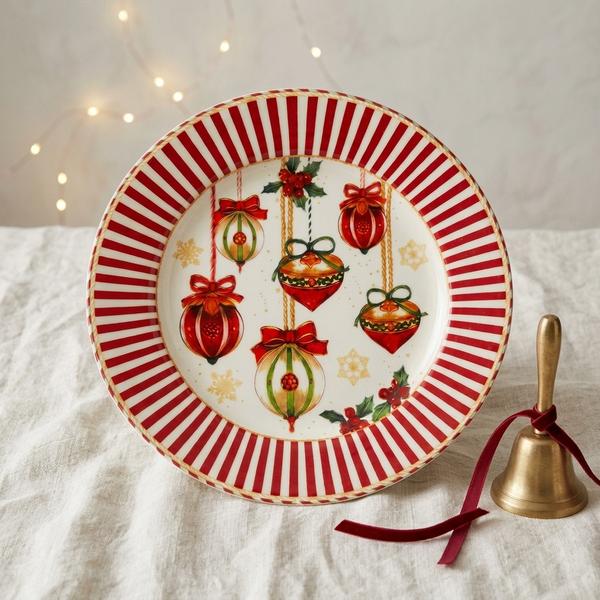 Plato Decorativo Navideño Esferas Festivas