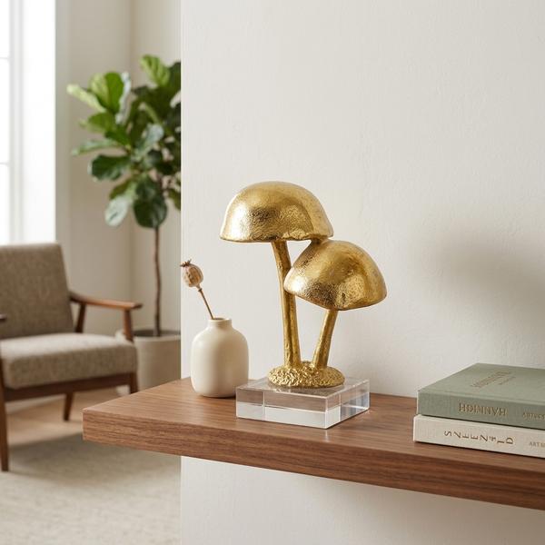 Escultura Decorativa Fungi Dorado