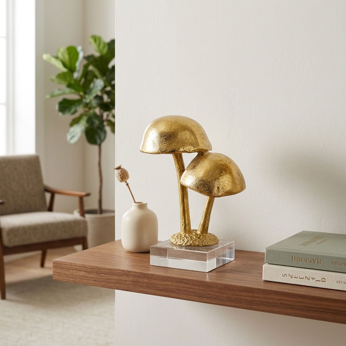 Escultura Decorativa Fungi Dorado