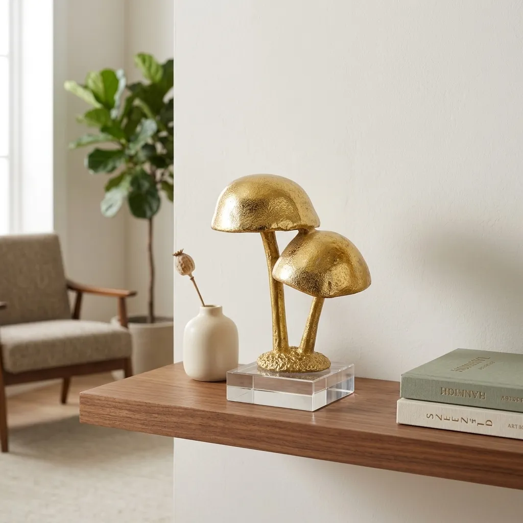 Escultura Decorativa Fungi Dorado