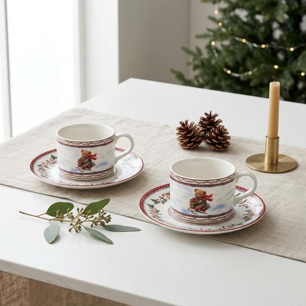 Set Navideño Tazas y Plato Osito Invernal