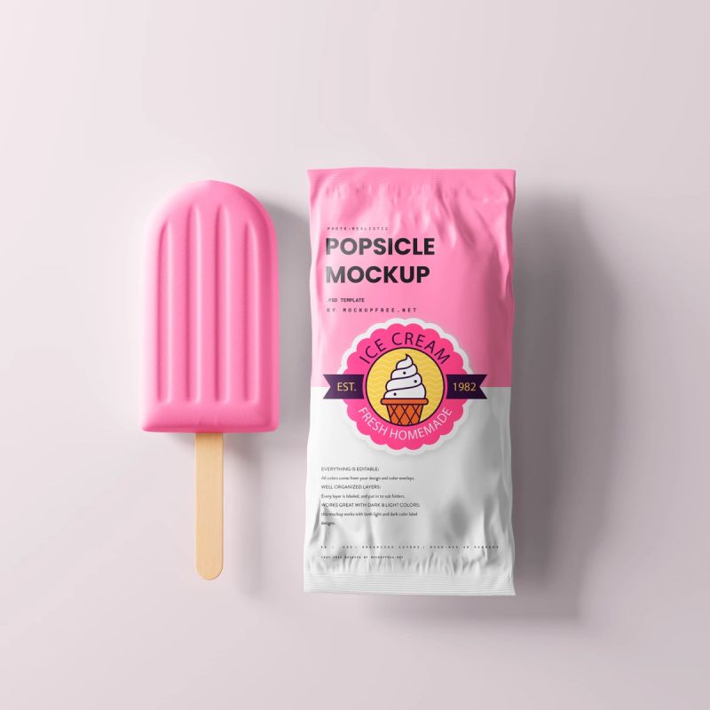 Popsicle Ice Cream Packaging Mockup