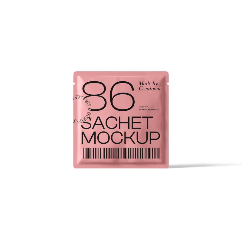 Free Sachet Mockup V1 Front View