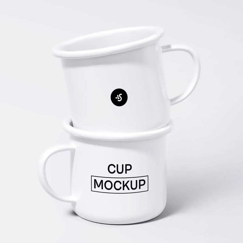 Free Steel Mugs Minimalistic Mockup