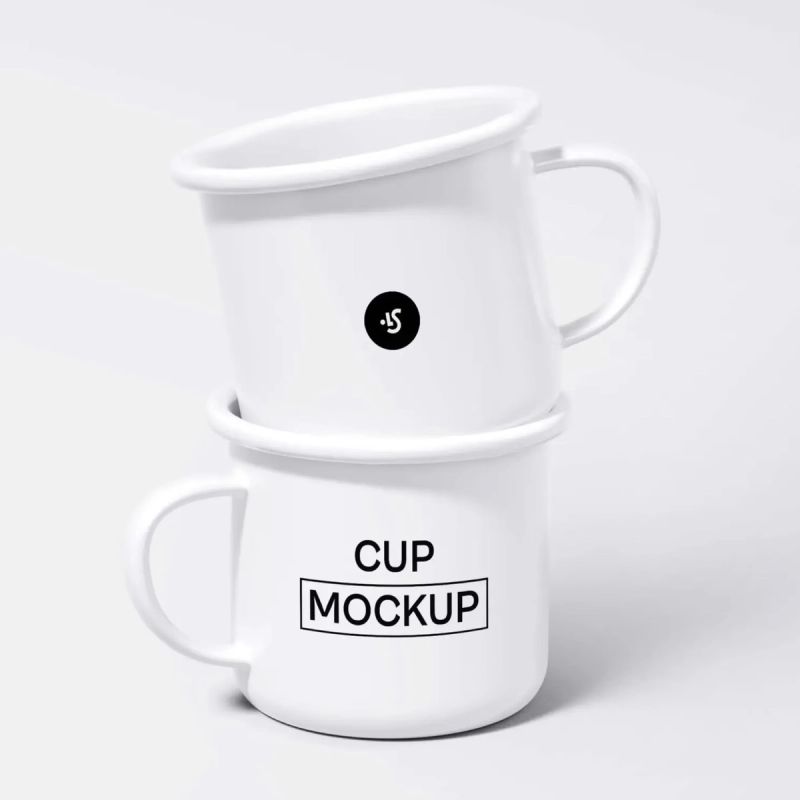 Free Steel Mugs Minimalistic Mockup