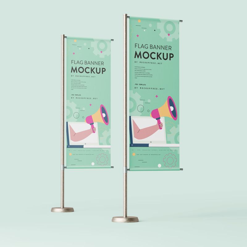 Flag shaped advertising banner mockups 2