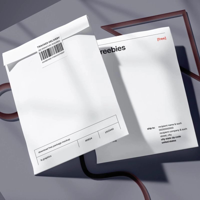 Free 2 Paper Postal Packages Mockup