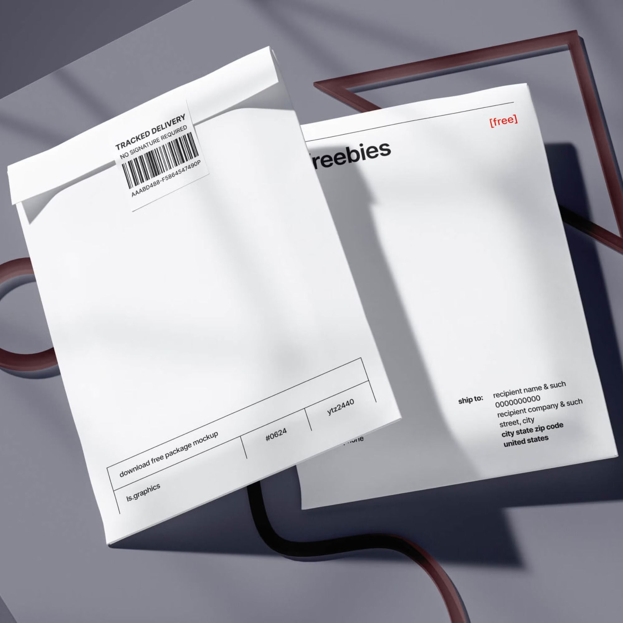 Free 2 Paper Postal Packages Mockup