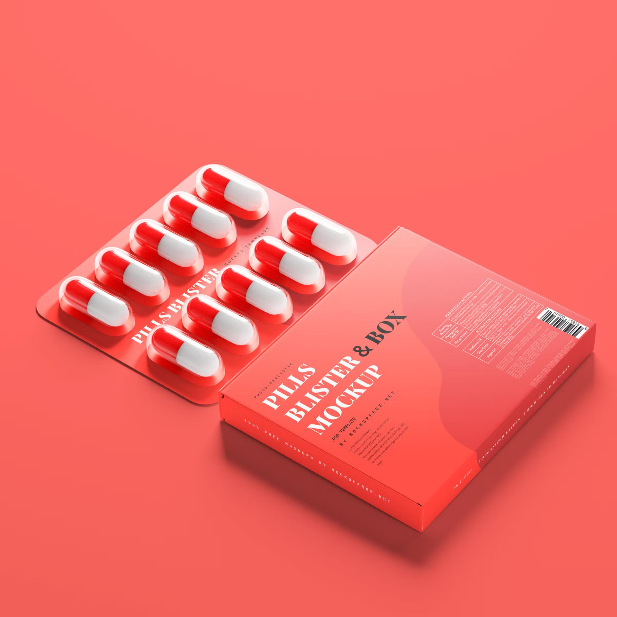 Capsule Blister with Box Mockup 4