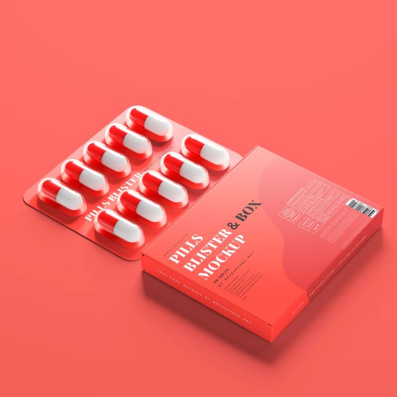 Capsule Blister with Box Mockup 4