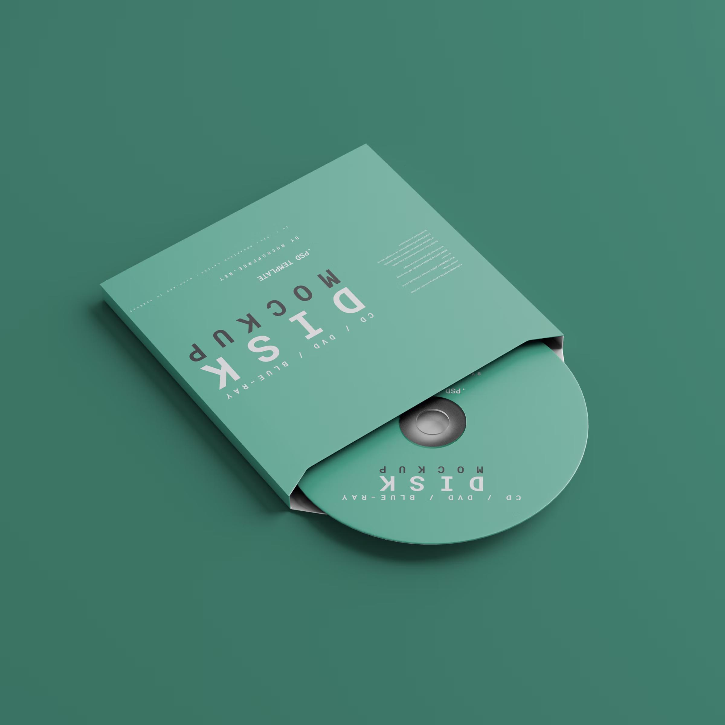 CD, DVD or Blue-Ray Disc with Box Mockups