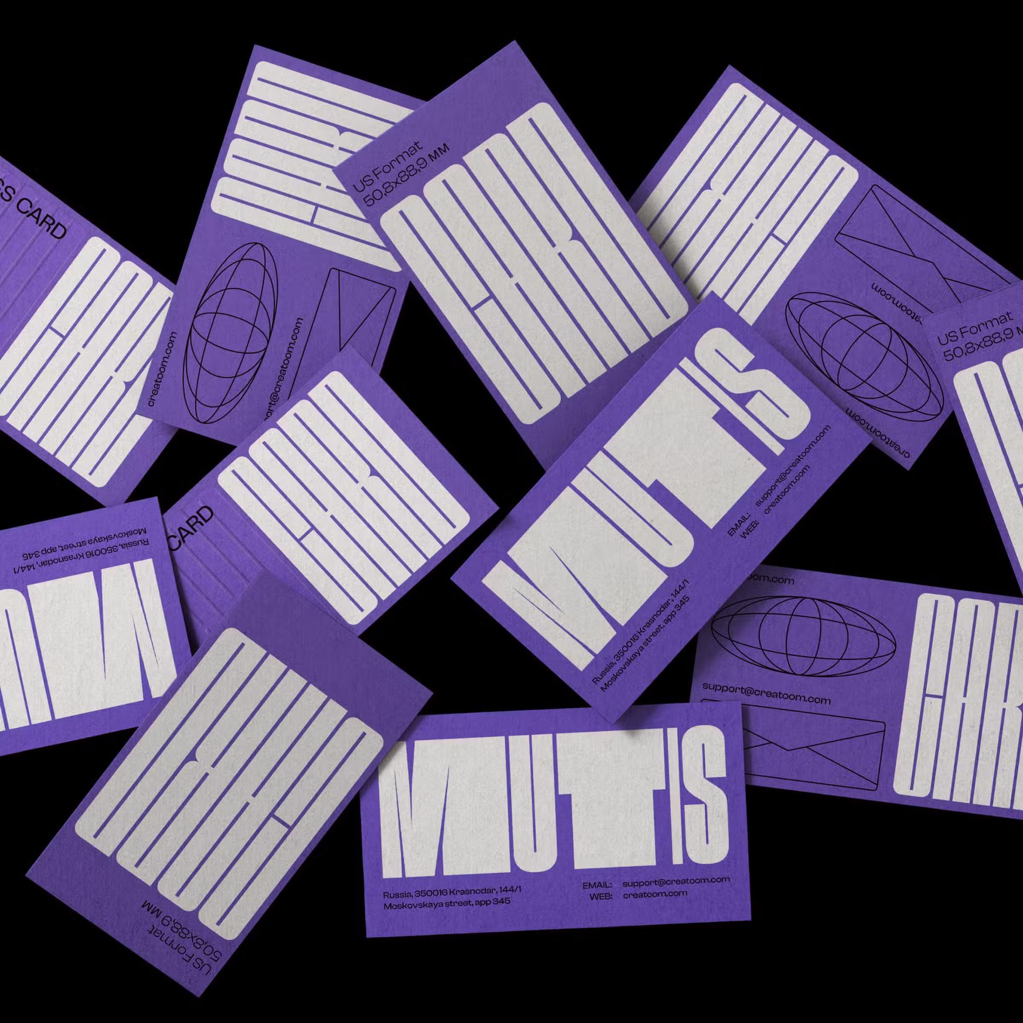 Free Scattered Business Card Mockups Top View
