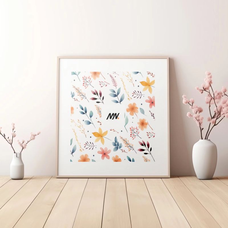 Free Square Wall Frame Mockup 2