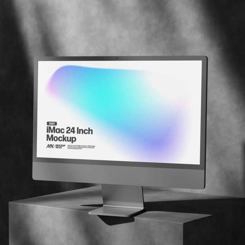 iMac Mockup In Dark Shadow 3